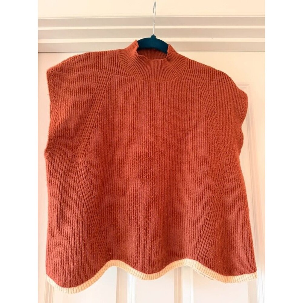 ee:some Los Angeles Ribbed Mock Neck Sweater - Rust Orange - Size L